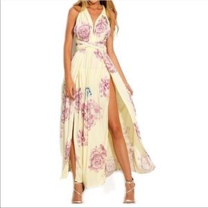 Floral print maxi side slits dress cover up